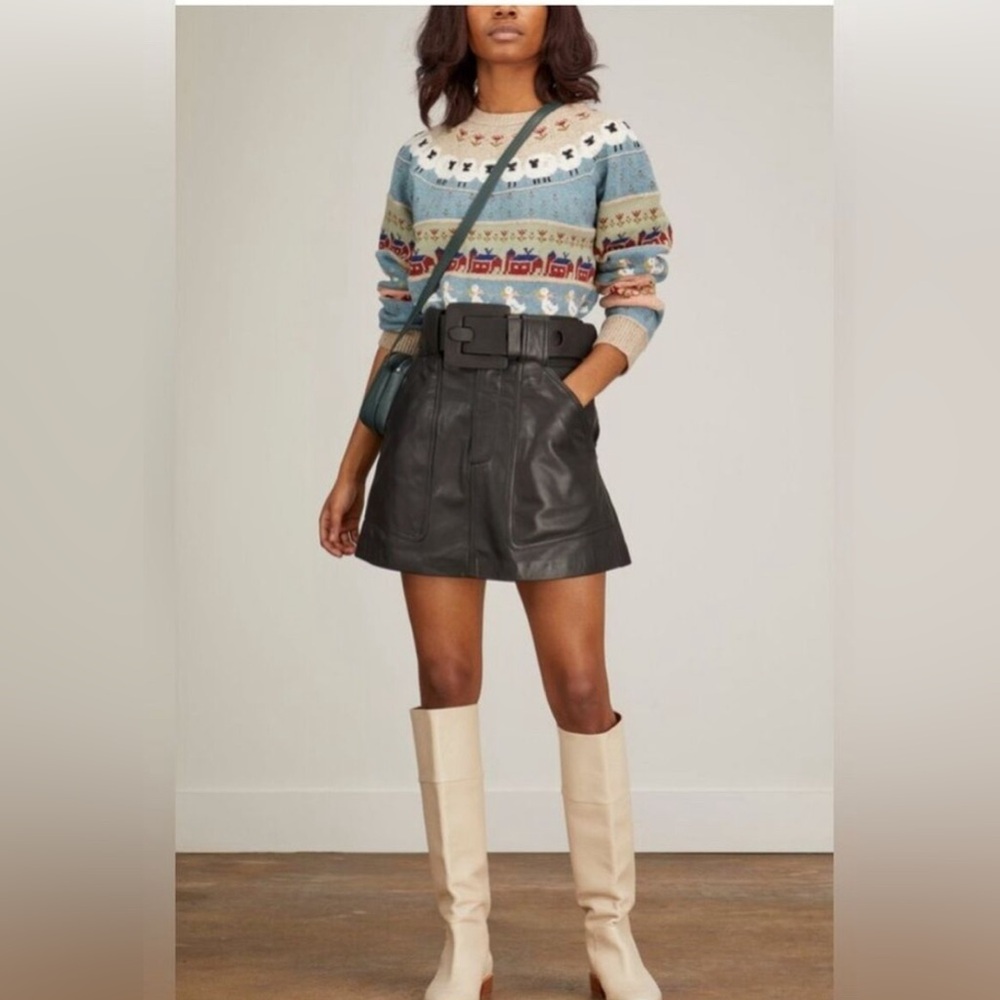 Sea New York Ayden Lamb Leather Mini Skirt